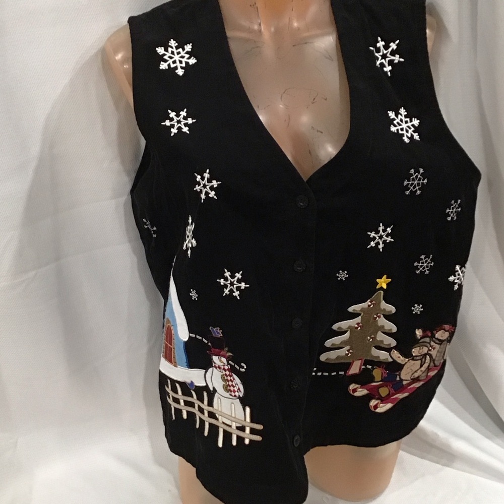 Festive Black PS CASUAL Snowflake Vest
